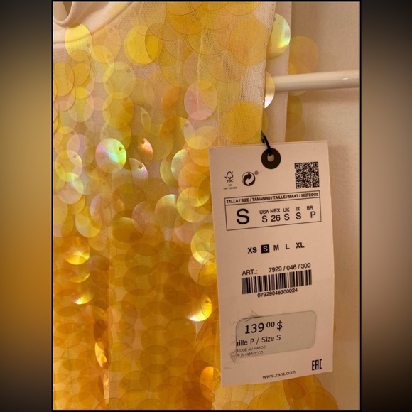 Zara Yellow Sequin Dress - Picture 4 of 5